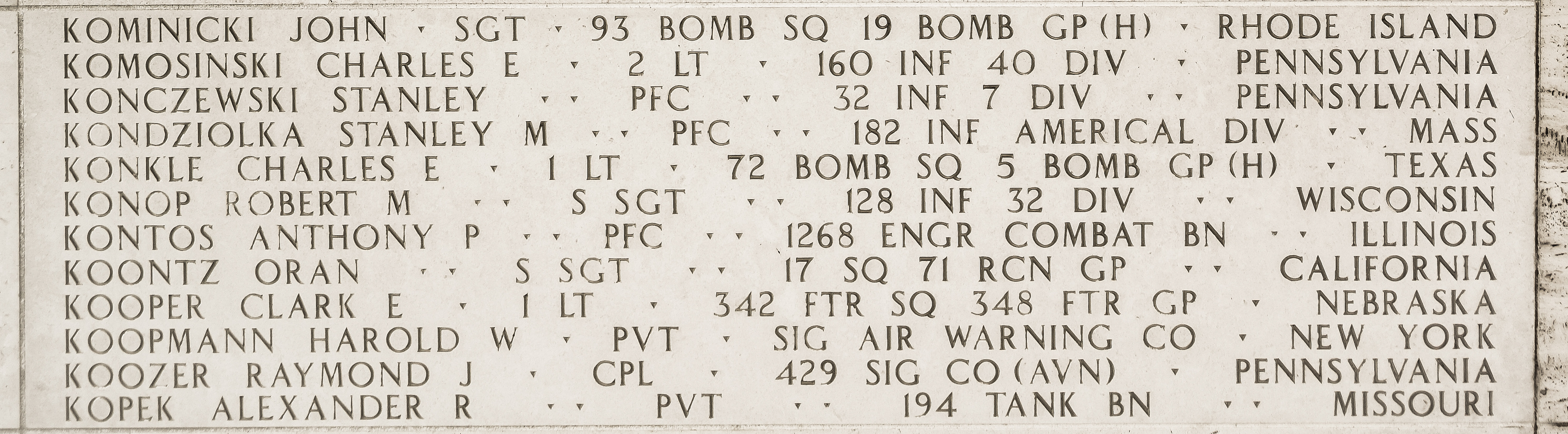 Charles E. Konkle, First Lieutenant